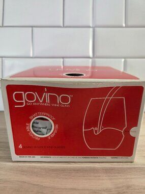 govino Set of 4 Clear Shatterproof Reusable Stemless Wine Glasses  16oz NEW!